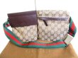 Photo1: GUCCI GG Brown Canvas Waist Packs Belt Bag Purse #9378