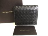 Photo: BOTTEGA VENETA Intrecciato Black Leather Bifold Wallet Compact Wallet #9387