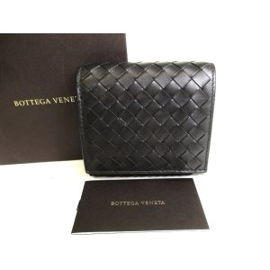 Photo: BOTTEGA VENETA Intrecciato Black Leather Bifold Wallet Compact Wallet #9387