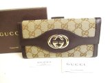 Photo: GUCCI GG Brown Canvas Dark Brown Leather Soho Long Wallet #9390