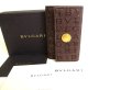 Photo1: BVLGARI Brown Denim Leather Logo Mania 6 Pics Key Cases #9391