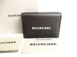 Photo1: BALENCIAGA Black Leather Trifold Cash Mini Wallet Purse #9392