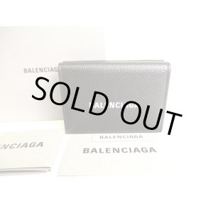 Photo: BALENCIAGA Black Leather Trifold Cash Mini Wallet Purse #9392