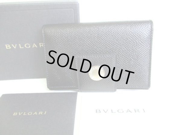 Photo1: BVLGARI Black Grain Leather Business Card Case Card Holder #9396