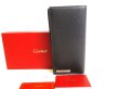 Photo1: Cartier Santos de Cartier Black Leather Bifold Long Wallet #9397