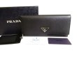 Photo1: PRADA Saffiano Black Leather Bifold Long Flap Wallet #9398