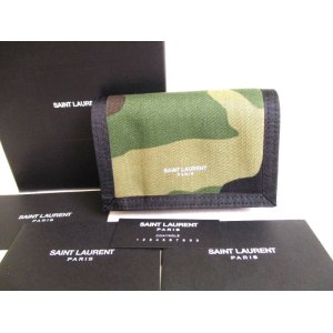 Photo: Saint Laurent Paris YSL Camouflage Cotton Trifold Wallet Compact Wallet #9399