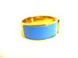 Photo3: HERMES Gold Plated Light Blue Clic H Bracelet Bangle Small Size #9403