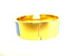 Photo4: HERMES Gold Plated Light Blue Clic H Bracelet Bangle Small Size #9403