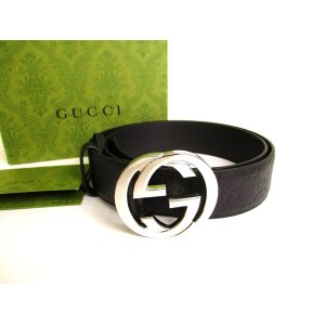 Photo: GUCCI Interlocking G Buckle GG Black Leather Belt Size M #9410