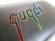 Photo12: GUCCI Blade Embroidery Logo Black Leather Round Zip Wallet Purse #9411