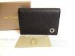 Photo1: BVLGARI Black Grain Calf Leather Business Card Case Card Holder #9418