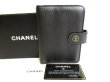 Photo1: CHANEL CC Logo Black Leather Document Holders Agenda PM #9420