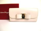 Photo: Salvatore Ferragamo Vala Light Beige Leather Bifold Long Flap Wallet #9432