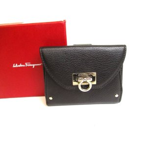 Photo: Salvatore Ferragamo Gancini Black Pink Leather Bifold Wallet #9433