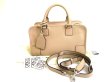 Photo1: LOEWE Sand Beige Calf Leather Hand Bag Purse W/Strap Amazona 28 #9434