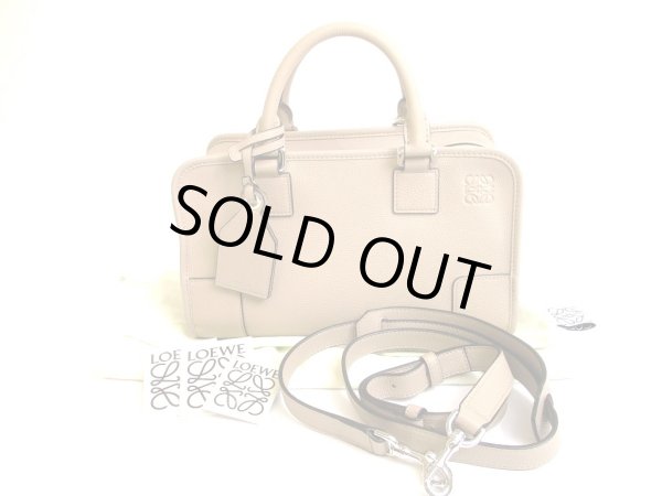 Photo1: LOEWE Sand Beige Calf Leather Hand Bag Purse W/Strap Amazona 28 #9434