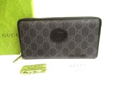 Photo: GUCCI Interlocking G Black GG PVC Leather Round Zip Wallet #9436