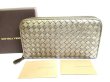 Photo1: BOTTEGA VENETA Intrecciato Silver Leather Round Zip Wallet Purse #9437