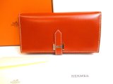 Photo: HERMES Brown Box Calf Leather Silver H/W Long Wallet Bearn Soufflet #9443