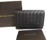 Photo1: BOTTEGA VENETA Intrecciato Black Leather Business Card Holder #9447