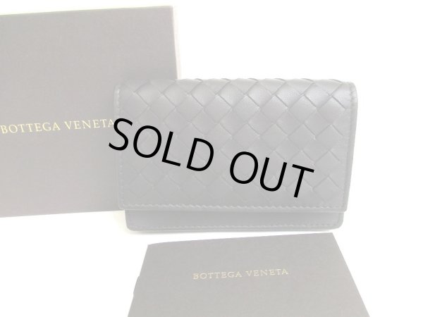 Photo1: BOTTEGA VENETA Intrecciato Black Leather Business Card Holder #9447