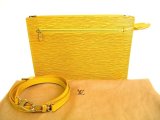 Photo: LOUIS VUITTON Epi Yellow Leather Clutch Bag Crossbody Bag W/Strap #9462