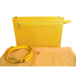 Photo: LOUIS VUITTON Epi Yellow Leather Clutch Bag Crossbody Bag W/Strap #9462