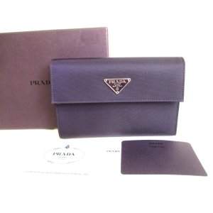 Photo: PRADA Purple Nylon and Leather Trifold Wallet Purse #9464