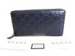 Photo1: GUCCI Guccissima Navy Blue Leather Round Zip Long Wallet #9465