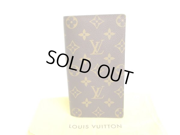 Photo1: LOUIS VUITTON Monogram Brown Leather Bifold Flap Long Wallet Columbus #9471