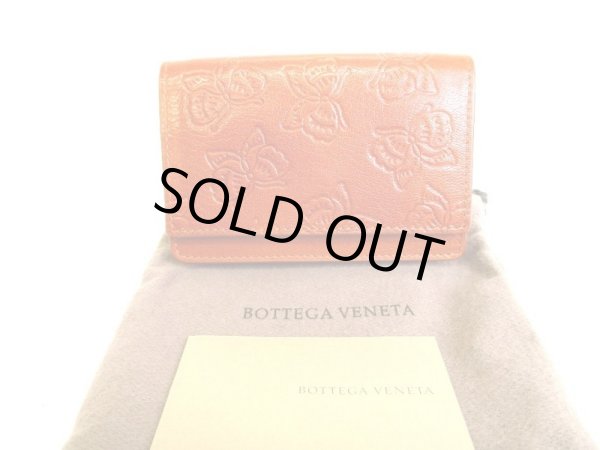 Photo1: BOTTEGA VENETA Butterfly Motif Brown Leather Business Card Holder #9476