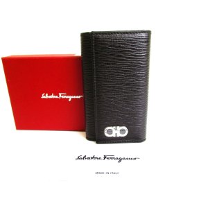 Photo: Salvatore Ferragamo Gancini Black Leather Silver H/W 6Pics Key Case #9479