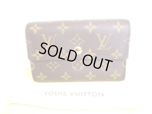 Photo1: LOUIS VUITTON Monogram Brown Leather Bifold Wallet Compact Wallet #9486