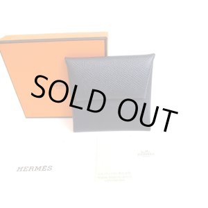 Photo: HERMES Navy Blue Veau Epson Leather Coin Purse Bastia #9493