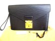 Photo1: LOUIS VUITTON Epi Black Leather Clutch Bag Sellier Dragonne #9496