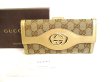 Photo1: GUCCI GG Brown Canvas Beige Leather Soho Long Wallet #9499