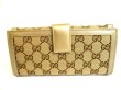 Photo2: GUCCI GG Brown Canvas Beige Leather Soho Long Wallet #9499