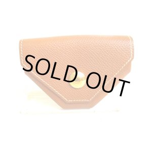 Photo: HERMES Gold Graine Couchevel Leather Gold H/W Coin Purse Levan Cattle #9501