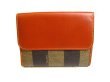 Photo2: FENDI Pecan Khaki Canvas Brown Leather Bifold Wallet Compact Wallet #9502