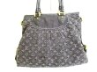 Photo2: LOUIS VUITTON Monogram Black Denim Hand Bag w/Strap Neo Cabby GM #9505