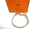 Photo: HERMES Horse Motif Palladium plated Metal Bracelet Bangle #9507