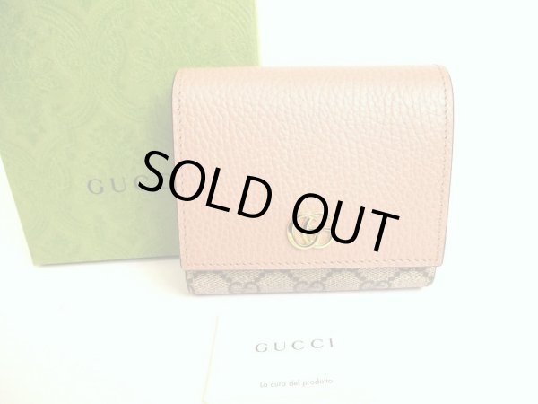 Photo1: GUCCI GG Marmont Dust Pink Leather Bifold Wallet Compact Wallet #9508