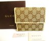 Photo1: GUCCI GG Brown Canvas Pearl White Leather Bifold Wallet Compact Wallet #9522