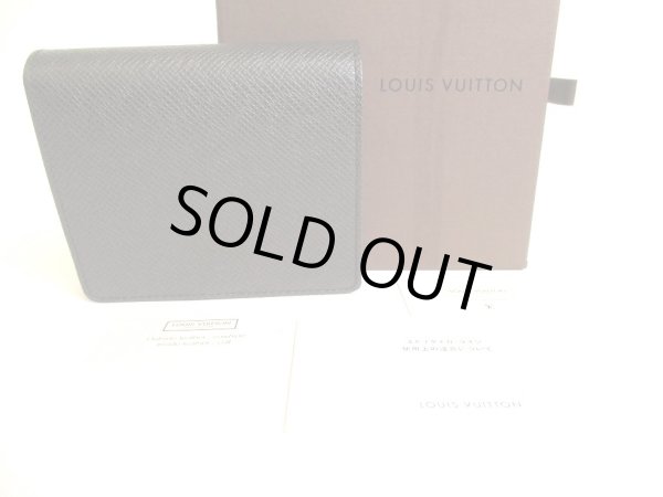 Photo1: LOUIS VUITTON Ardoise Black Taiga Leather Bifold Wallet #9525