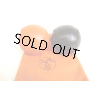 Photo: HERMES Black and Orange Leather Baseball Ball Object #9528