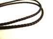 Photo8: BOTTEGA VENETA Intrecciato Brown Leather Silver Necklace Neck strap #9536