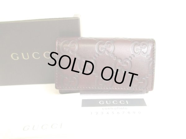 Photo1: GUCCI GG Guccissima Dark Brown Leather 6 Pics Key Cases #9540