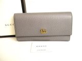 Photo: GUCCI Marmont G Gray Leather Bifold Flap Long Wallet Purse #9541