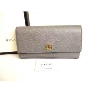 Photo: GUCCI Marmont G Gray Leather Bifold Flap Long Wallet Purse #9541